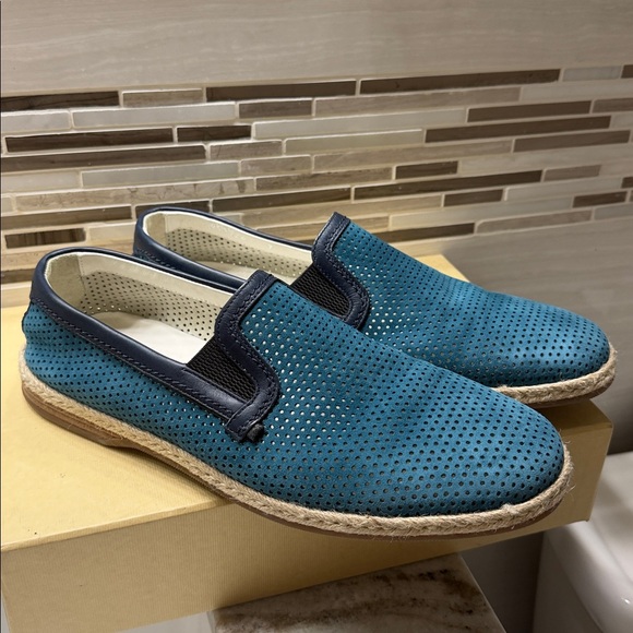 Dolce & Gabbana suede Teal Leather espadrilles Perforated Slip-Ons men size 7